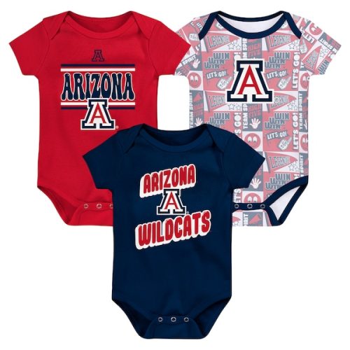 Arizona Wildcats Newborn Sunday Comics 3-Pack Bodysuit Set - Navy