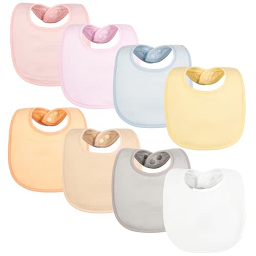 Tiny Twinkle Baby Feeding Bibs 8 Pack - Waterproof and Absorbent Infant Drool and Feeding Baby Bibs