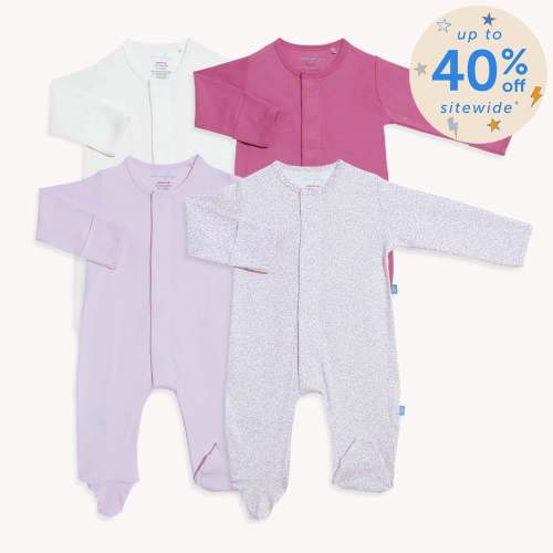 pink bliss organic cotton magnetic footies – Magnetic Me