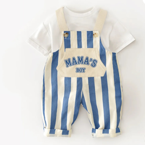 MAMA&#x27;S BOY Baby Slogan Overalls/ 2 Pieces Set