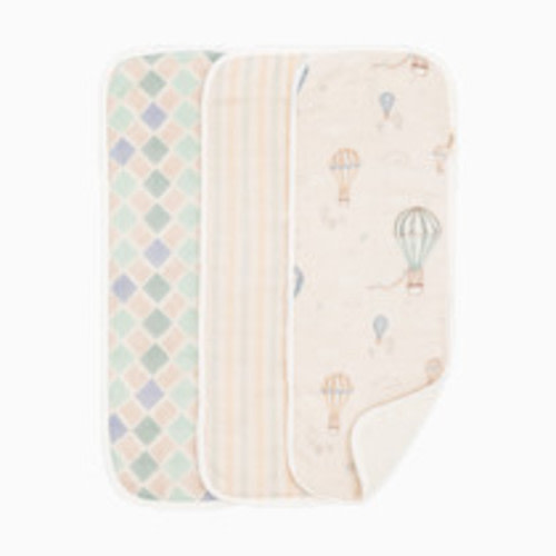 Crane Baby Cotton Muslin and Terry Burp Cloth Set (3 Pack) - Skye Hot Air Balloon