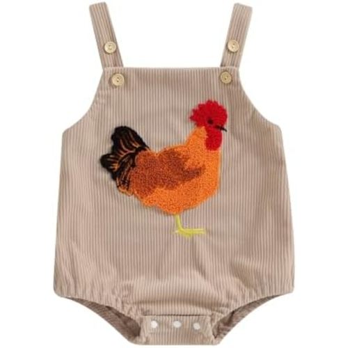 Tsnbre Newborn Baby Boy Girl Summer Outfits Corduroy Romper Farm Chicken Baby Overalls 0 3 6 9 12 Months Infant Clothes