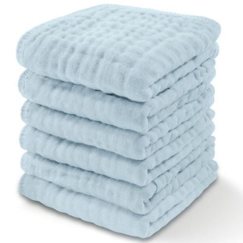 Baby Washcloths Muslin Cotton, Large 10”x10” By Comfy Cubs (fern, Pack Of 6)