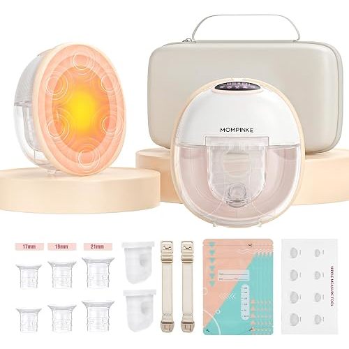 Heated Wearable Breast Pump W12, Hands Free Breast Pump with 5 Modes & 12 Levels, Quiet Leak-Proof Design, BPA-Free, 24mm Flange, Electric Breast Pump for Home/Work/Travel