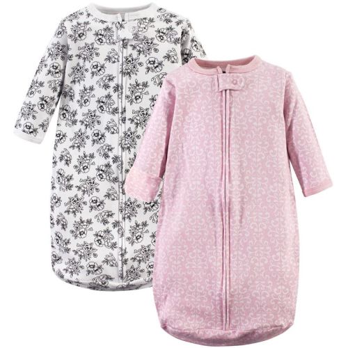 Hudson Baby Infant Girl Cotton Long-sleeve Wearable Sleeping Bag, Sack, Blanket, Toile, 0-3 Months