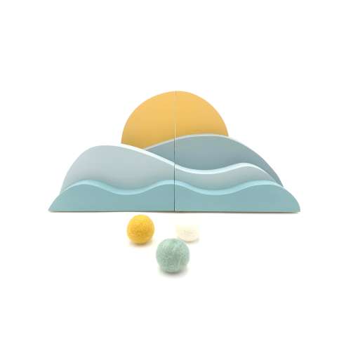 Blue Waves and Sun Bookends, Nautical Landscape Art, Summer Vibes, Blue kids decor, Bookends, Surfer Baby Nursery, Boho Kids