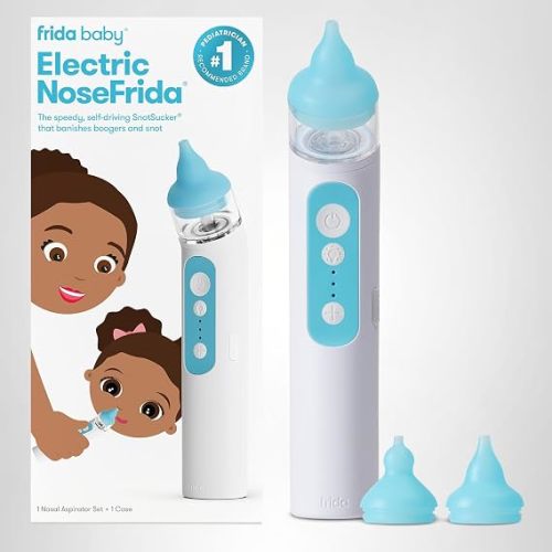 Frida Baby Electric NoseFrida Nasal Aspirator for Baby, Nose Sucker for Baby & Toddler, Upgraded Nasal Aspirator for Congestion + Allergy Relief with 3 Suction Levels, 2 Silicone Tips, USB