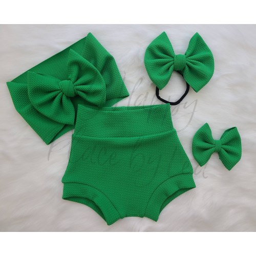 Kelly Green Bell Bottoms, Pants, Bummies, Headwraps, Bows, and Piggies
