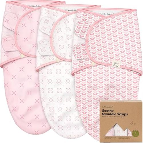 3-Pack Organic Baby Swaddle Sleep Sacks - Swaddles for Newborns, Infant 0-3 Months, Baby Girls, Boys, Soft & Snug Newborn Sleep Sack, Nursery Swaddling Blankets (Blossom, OS)