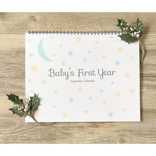 Baby First Year Calendar, Baby Milestone Calendar, Newborn Keepsake Book, New Baby Memory Book, Gender Neutral Baby Shower Gift, Baby Gift