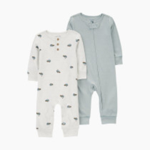 Carter's 2-Pack Jumpsuits - Grey/Olive, 9 M