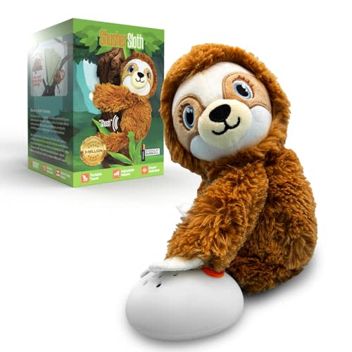 Baby Shusher Shusher Sloth - Soothing Baby Toy for Sleep, Cry Activated Baby Soother, Stuffed Animal for Babies & Kids, Hush White Noise Sounds, Crib Sound Machine for Toddlers - 1 Count