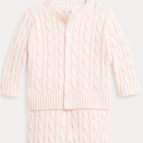 Cable-Knit Cotton Cardigan & Pant Set