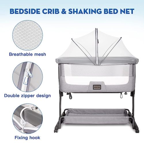Beberoad Love Bassinet Mosquito Net Cover for Baby Bassinet Cover to Keep Cats Out Mosquito Net for Bassinet/Bedside Sleeper/Travel Cribs (White) - Bassinet Cover-white
