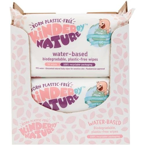 Kinder by Nature Water-Based Baby Wipes - 56 Count (Case of 12 packs)