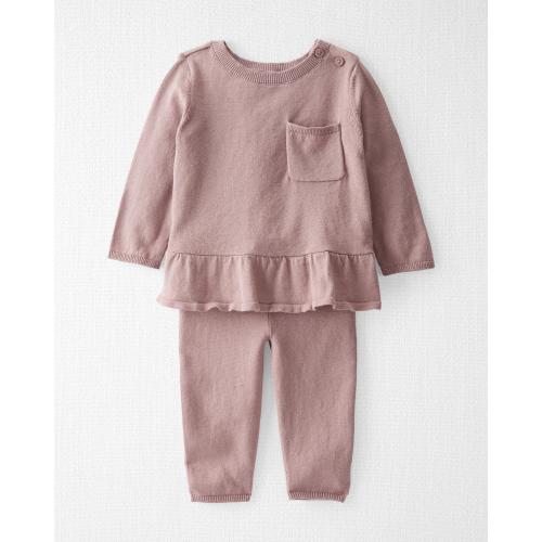 Baby Organic Cotton Sweater Knit 2-Piece Set - Style,Plum Taupe