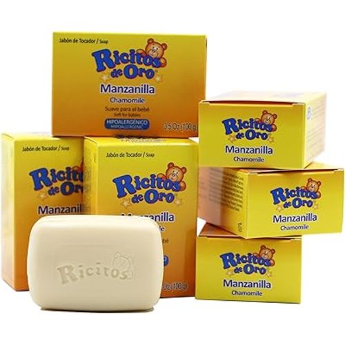 Ricitos de Oro Baby Cleansing Bar Soap with Extract Calming Effect, Chamomile, 6-Pack of 3.5 Oz Each Soap, 6 Soaps