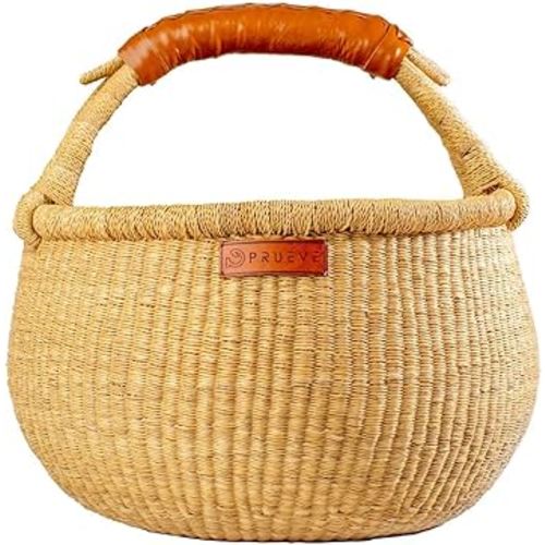 Easter Basket | Handwoven Bolga Basket | Reusable Farmers Market Basket | Home Decor Basket | Natural African Basket | Spring Shopping Basket, 106