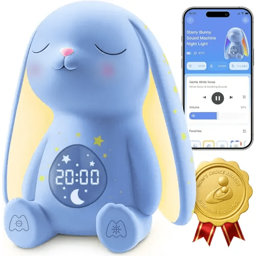 2025 Mom's Choice Awards | White Noise Sound Machine Baby - AI Cry Detection, Night Light, 100 Soothing Sounds, App Control, 150% Battery Life, 50% Faster Sleep, Baby Essentials