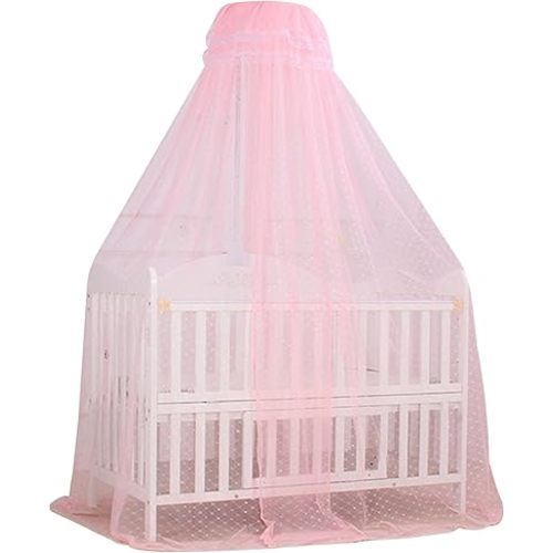 Crib Canopy, 2x5.5m Adjustable Height Bed Canopy with Encrypted Mesh, Baby Bed Net Tent, Breathable Hanging Dome Curtain Netting for Baby Toddler Bedroom