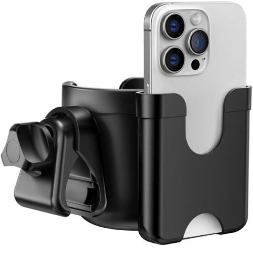 Guiseapue Cup Holder for Walker, Stroller Cup Holder Attachment with Phone Holder, Wheelchair/Stroller Accessories for Uppababy, Nuna, Doona, Rollator, Bike, Scooter, Baby Travel Essential