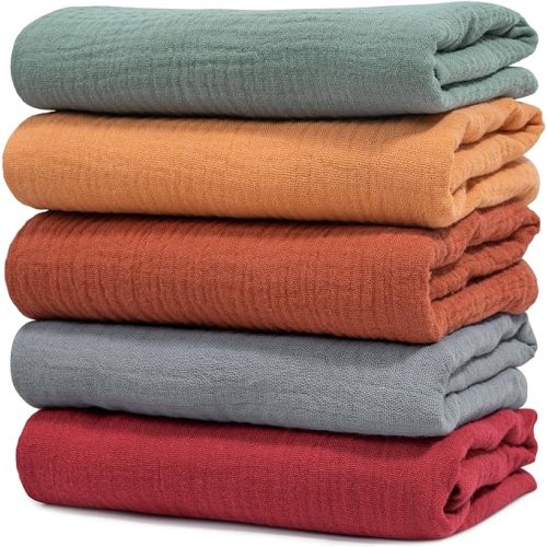 Muslin Receiving Blankets, Neutral Blanket Swaddling for Newborn Boys and Girls, 5 Pack Breathable and Skin-Friendly Swaddle Wrap for Infant Baby (Fresh Colors)