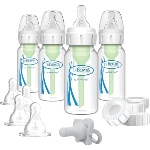 Dr. Brown's Options+ Slow Flow Preemie and Newborn Anti-Colic Bottle Set with 4oz Bottles and HappyPaci