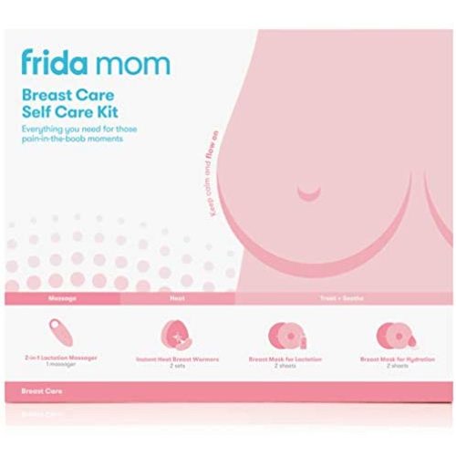 Frida Mom Breast Care Self Care Kit - 2-in-1 Lactation Massager, Instant Heat Breast Warmers, Breast Mask for Hydration, Breast Mask for Lactation - 9 Piece Set