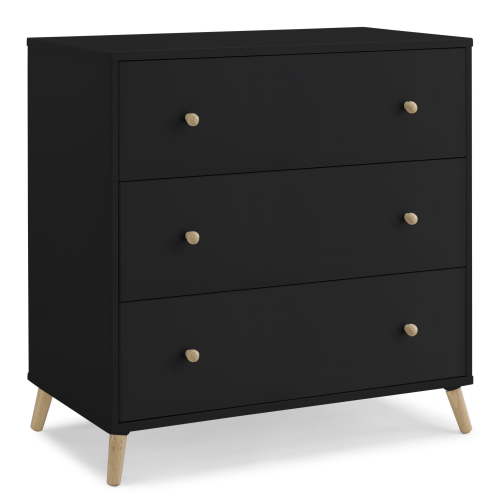 Delta Children Essex 3 Drawer Dresser with Interlocking Drawers - Greenguard Gold Certified, Ebony/Natural