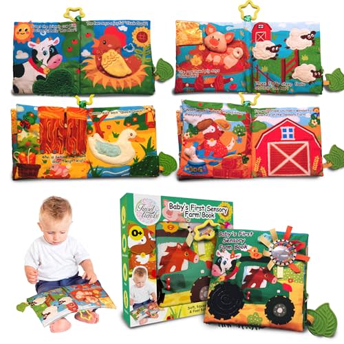 Baby Books Farm Animal Soft Cloth Montessori Busy Book See Touch Feel Crinkle Babies Newborn Essentials Teething for Boys Girls 0-6 6-12 12-18 Months 1 Year Old Toddler 1-3 Toy