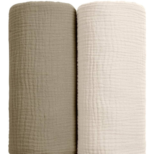 lulumoon Muslin Swaddle Blanket Baby - Cotton Swaddling Blanket Soft Baby Receiving Blanket Neutral 2Pack(Olive)