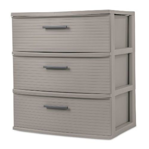 3 Drawer Wide Tower Light Gray - Brightroom™: Plastic Storage Drawers, Portable Universal Storage, No Assembly Required