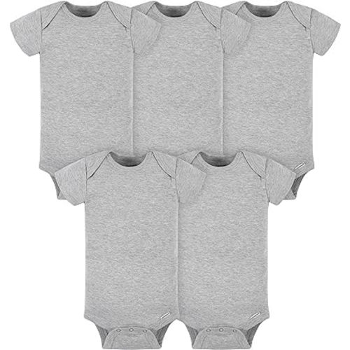 Gerber Baby-Girls 5-Pack Solid Onesies Bodysuits - Gray