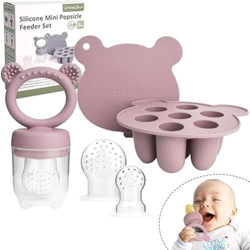 LittlesJoy Baby Teething Relief teether, Breast Milk Popsicle Mold for purees .Silicone Baby Fruit Food Feeder for Safe Infant Self Feeding, BPA Freefor 3 Month+ (Dusty Lilac)