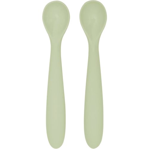 dollop Silicone Baby Feeding Spoon | 2 pack | BPA Free | Dishwasher Safe (Soft Eucalyptus)