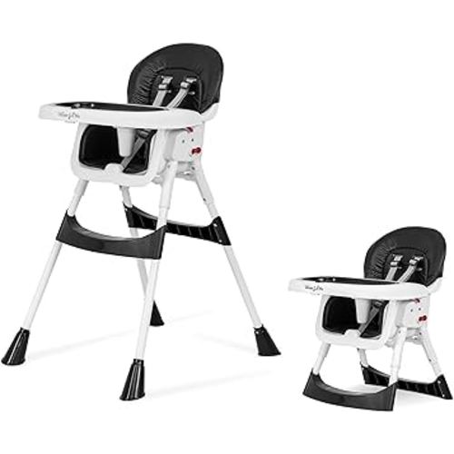 Dream On Me Portable 2-in-1 Tabletalk High Chair, Convertible Compact High Chair, Light Weight Portable Highchair, Black