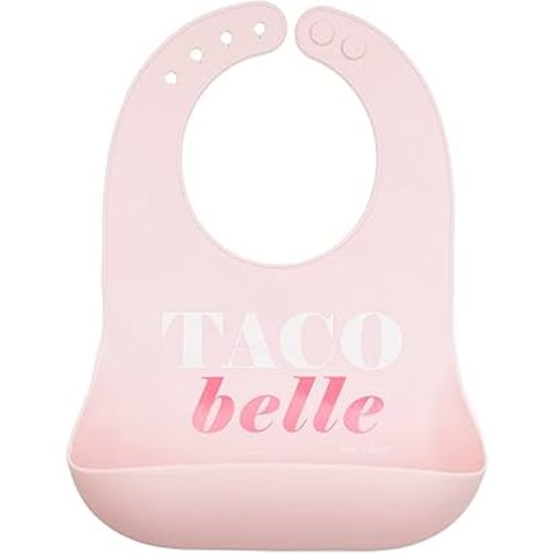 Bella Tunno Wonder Bib - Adjustable Silicone Baby Bibs for Girls, Durable and Waterproof BPA Free Silicone, Taco Bell