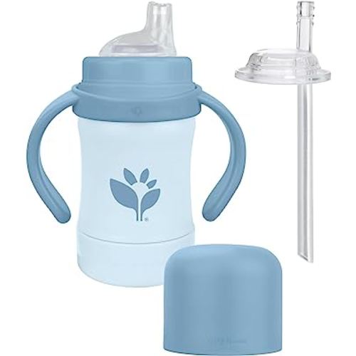 Green Sprouts® Sprout Ware® Sip & Straw 6oz., 6mo+, Plant-plastic, Platinum-cured Silicone, Dishwasher Safe, Grows with Baby, Tested for Hormones