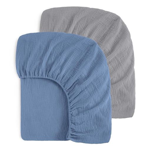 Yoofoss Muslin Crib Sheets for Boys Girls 100% Cotton Fitted Baby Crib Sheet 2 Pack Soft and Breathable for Standard Crib Mattress & Toddler Mattress 52"x28"