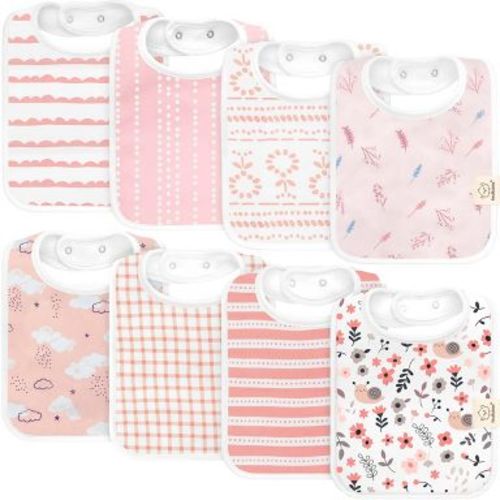 KeaBabies 8-Pack Organic Baby Bibs for Boy, Girl, Drool Bibs, Baby Bib for Girls, Boys, Newborn Teething Bibs (Sweet Charm)