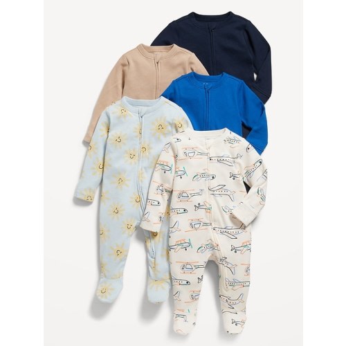 2-Way-Zip Sleep & Play Footed One-Piece 5-Pack for Baby