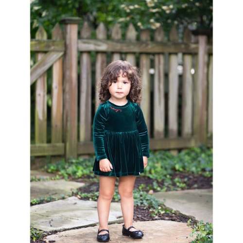 Holiday Velvet Embroidered Snap Closure Bubble Romper, Emerald - Worthy Threads | Maisonette