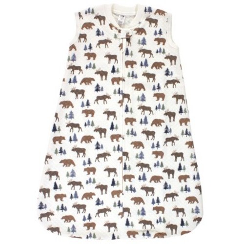 Hudson Baby Infant Boys Premium Quilted Sleeveless Sleeping Bag and Wearable Blanket, Moose Bear, 6-12 Months