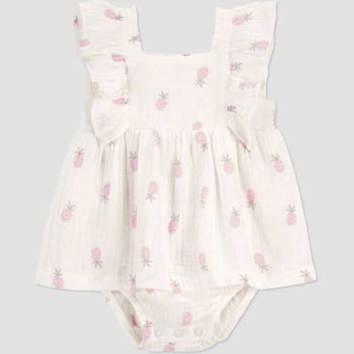 Carter's Just One You® Baby Girls' Pineapple Ruffle Romper - Cream Newborn