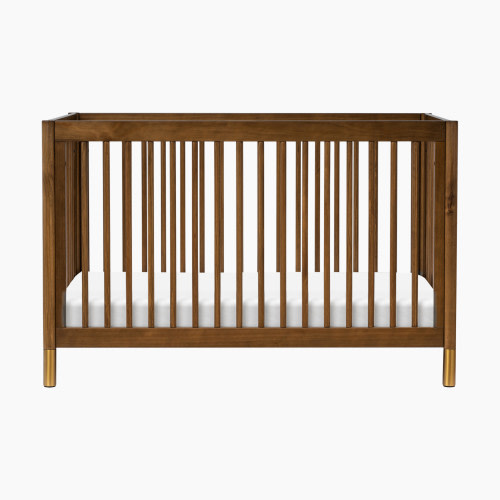 babyletto Gelato 4-in-1 Convertible Crib with Toddler Bed Conversion Kit - Natural Walnut & Gold Feet