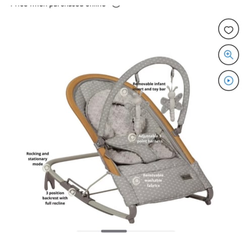 Monbebe Serenity Baby Rocker with 3 positions, Grey Stardust