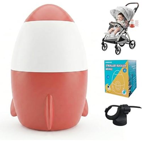 Appareil à bascule portable avec 5 niveaux de vibration, transat rechargeable pour berceaux, poussettes, snoother pour bébé, résistant à l'eau, s'adapte à toutes les poussettes et landaus, rouge corail