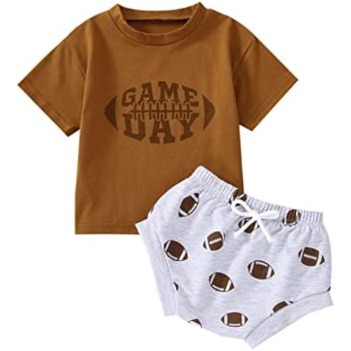 Endorothii Infant Baby Football Outfit Game Day Print Short-Sleeve T-Shirt Tops and Shorts