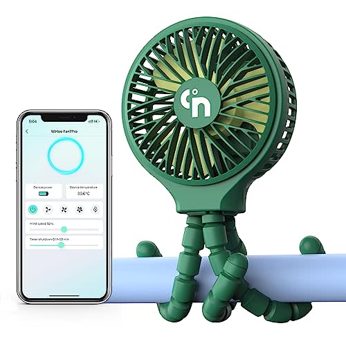 WiHoo Bluetooth Stroller Fan Battery Operated,Portable Fan Car Seat Baby Fan,3 Speeds Rechargeable Clip on Fan,USB Personal Fan for Crib Treadmill Bedroom and Travel (Green)
