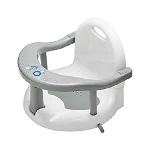 Foldable Baby Bathtub Seat, Non Slip Baby Bath Chair, Baby Bath Seat Bathtub Chair for Baby Sitting Up, Cute Shape Surround Baby Bathtub Seat with Suction Cups for Baby 6-18 Months (Grey)